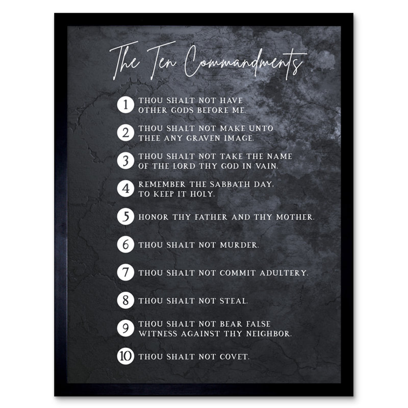 Ten Commandments From God - Single Picture Frame Typography, 25.9cm H x 20.6cm W x 1.5cm D