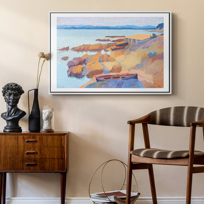 Paysage rétro - Cxxix, Toile encadrée flottée blanche, H 27 po x l 41 po x P 2 po