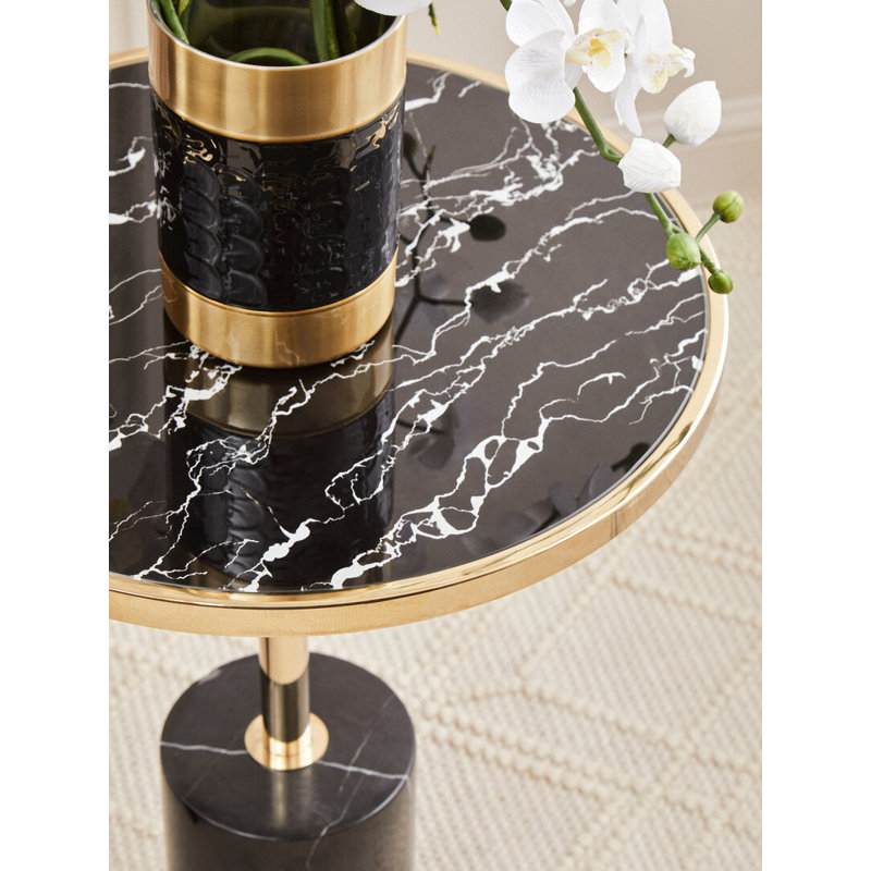End Table, Gold/Black