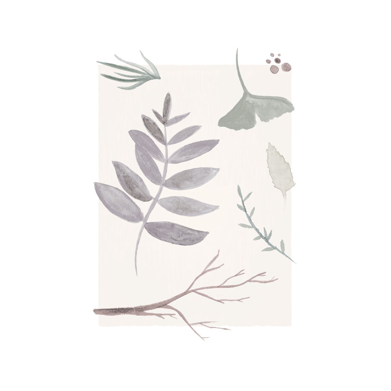 Botanical Print Cream Multi Colour - Painting Print, 46cm H x 30cm W, Black Floater Framed