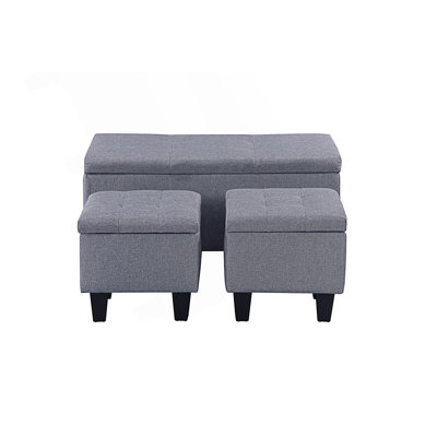 Large Storage Ottoman Bench Set, 3 In 1 Combination Ottoman