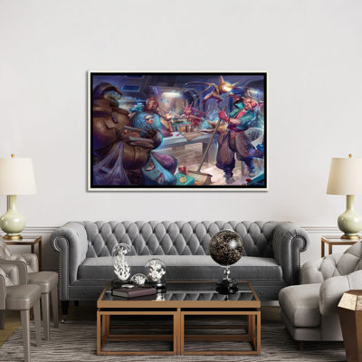 Glitch Gremlin Game Night - reproduction d'art murale - toile encadrée