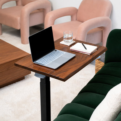Solid Walnut Mobile Adjustable Laptop Desk with Hidden Wheels