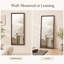 Miroir pleine grandeur 67 x 25 à grain de bois avec cadre en polyuréthane durable sans cuivre et verre d'argent-129910980-129992615