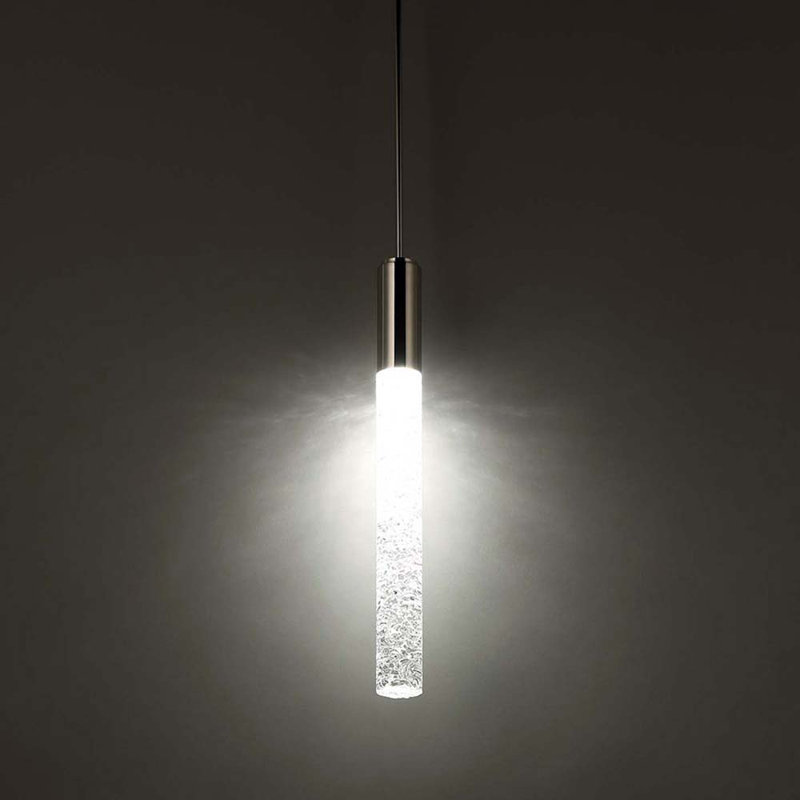 Polished Nickel Mini LED Pendant with Crystal Shade