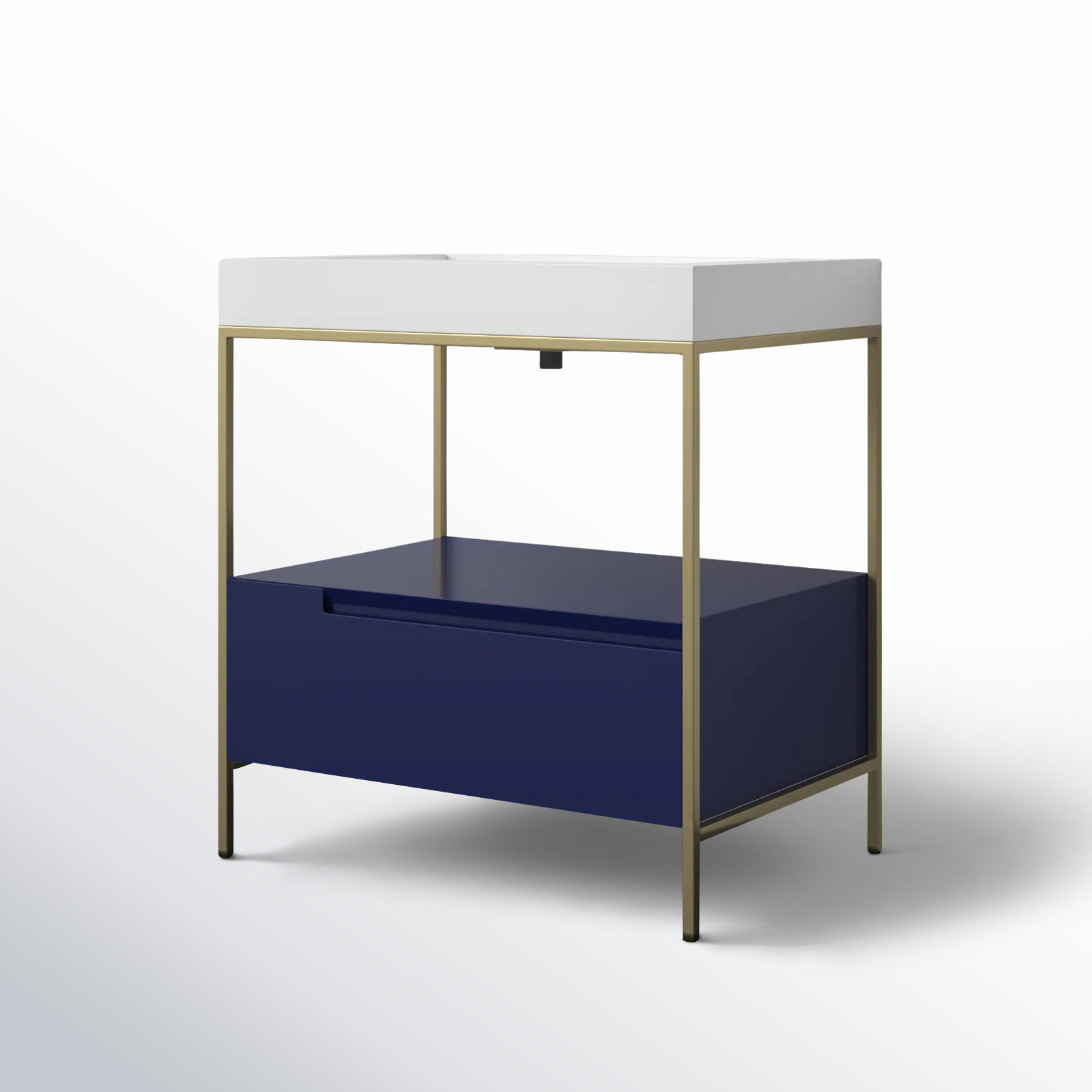 Armida 30" Cedar Single Bathroom Vanity, Navy Blue, White, White