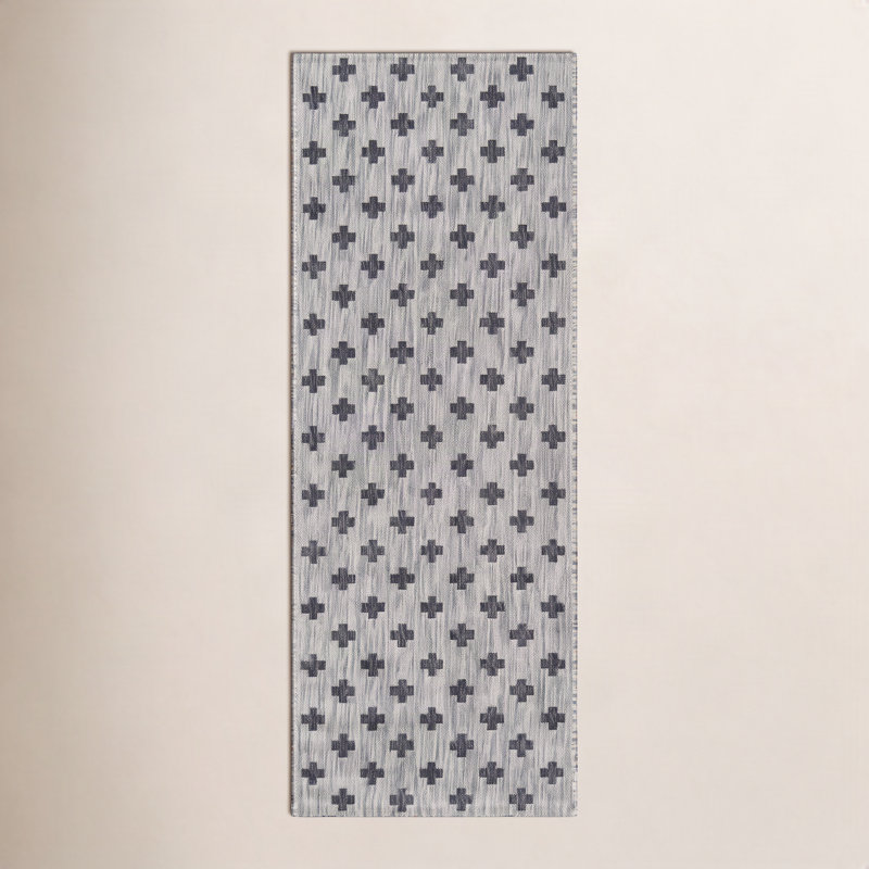 Umbria Striped Indoor / Outdoor Area Rug, Runner 2'7" x 7'6", Gray/Black