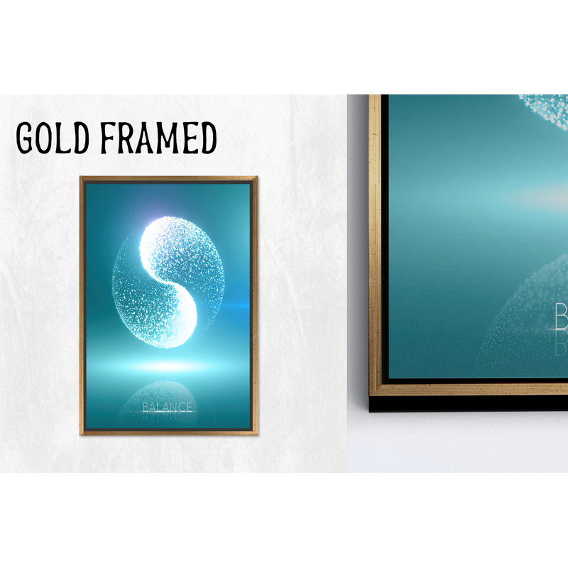 Impression sur toile Zen Circle: Blue Balance Office Decor, 1P or encadré, 114,2 po H x 63,1 po l