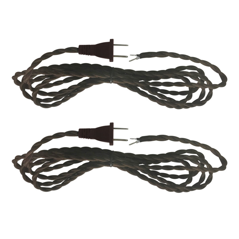 Cordon de lampe torsadée couvert de tissu, Brun