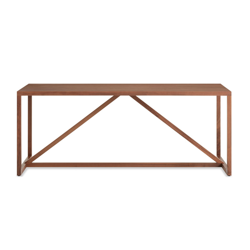 Strut Walnut Wood Dining Table, 35" W x 90" L, Walnut, Standard (29" Height)
