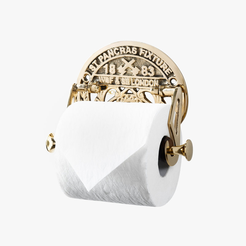Aghwith Wall Mounted Toilet Paper Holder, Brass