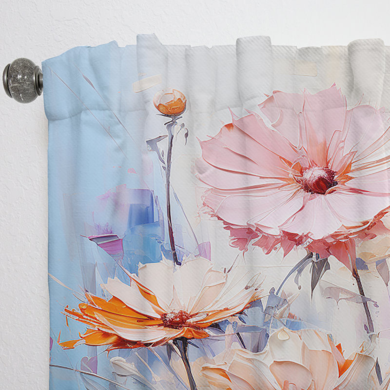 Trenity Cornflowers Representation Colorful Acrylic III - Traditional Velvet Curtain - 1 Panel, 52" W x 95" L