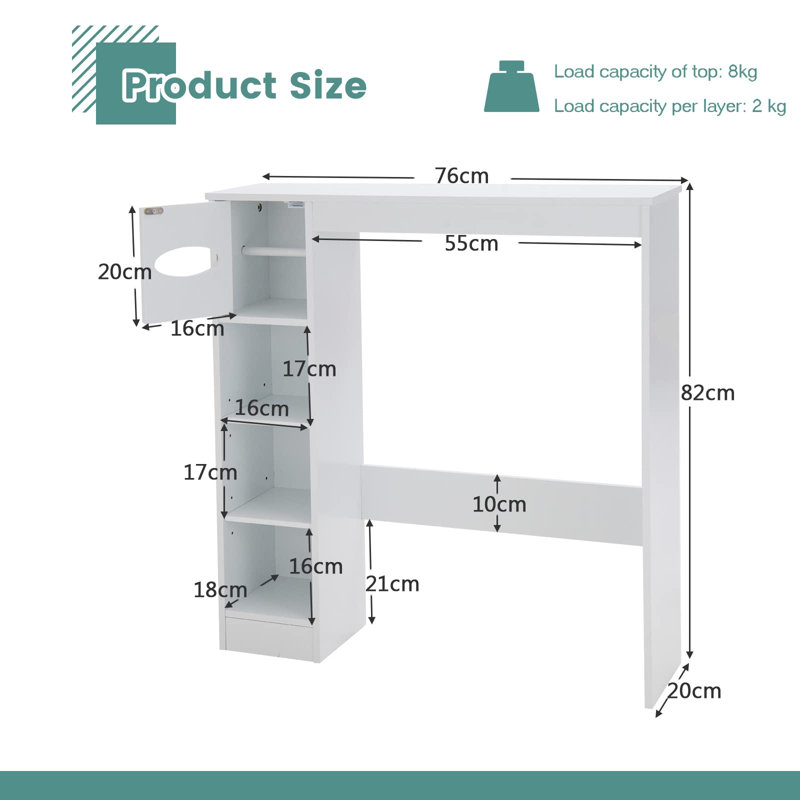 Kushagra Freestanding Over The Toilet Storage, White