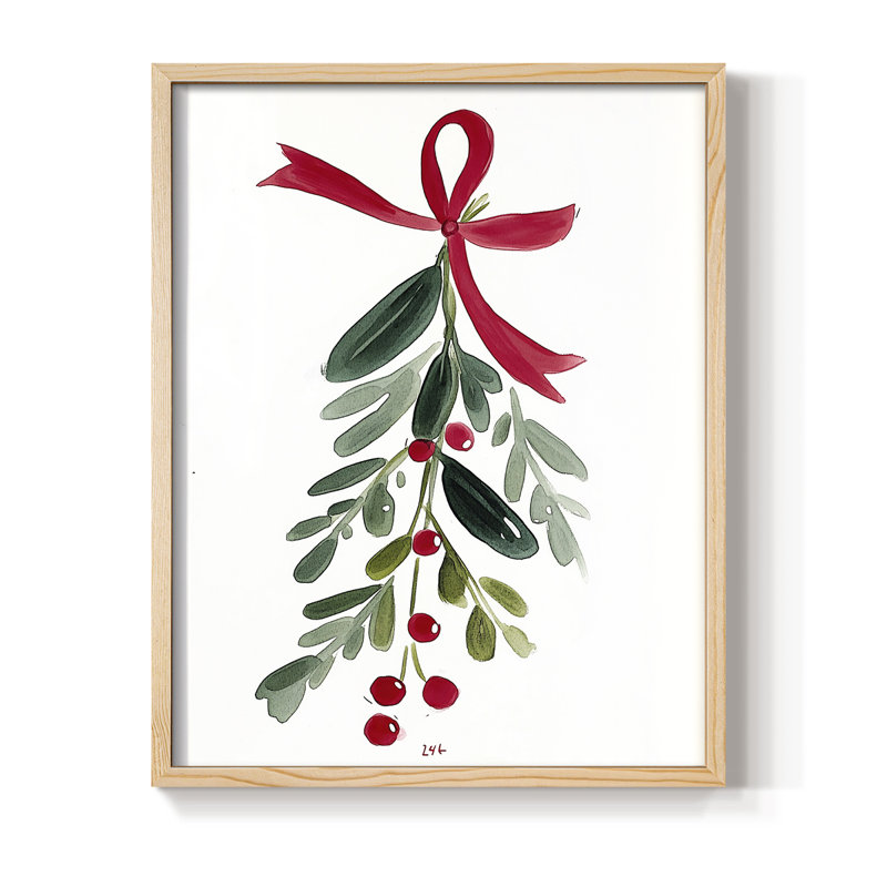 «Christmas Holiday Art Cxxi», reproduction d'art encadrée - bois massif, 30" H x 24" W, Natural