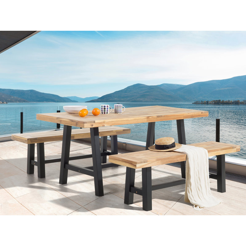 Tinna Solid Wood Acacia Outdoor Bench, Black