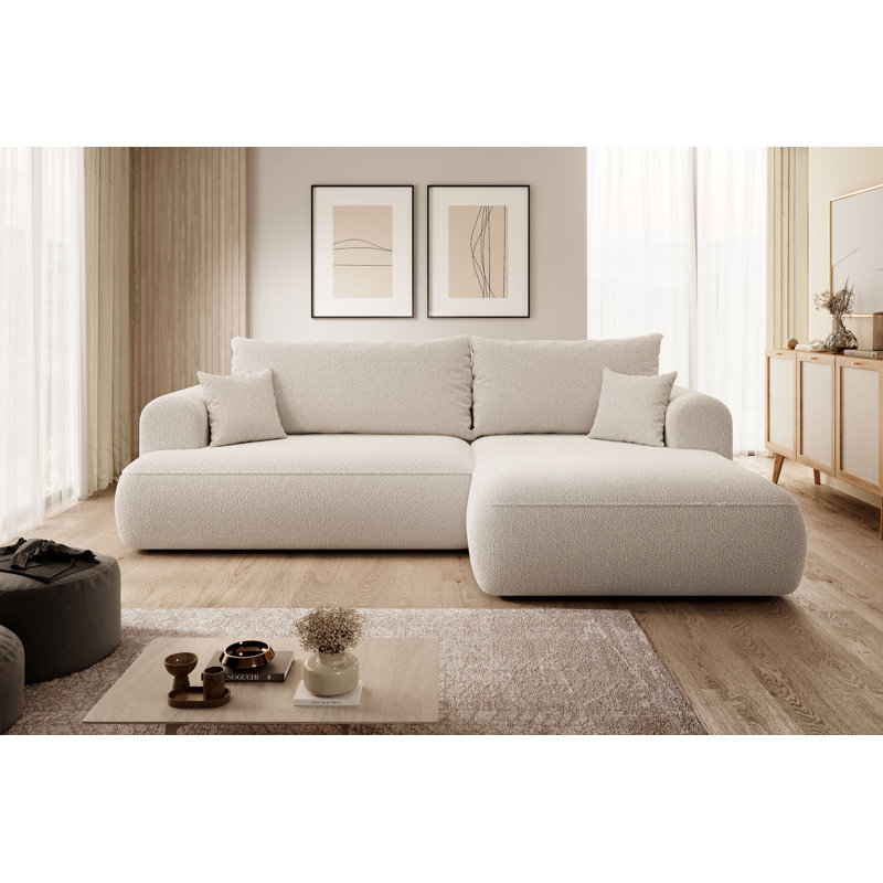 Aian 3 Seater Sofa & Chaise, Light Beige, Right Hand Facing