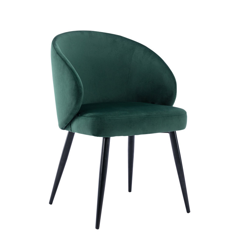Chaise de salle à manger rembourrée en velours avec pieds en acier Levingston, Velours vert