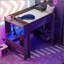 Lit mezzanine double en bois avec bureau-639883569