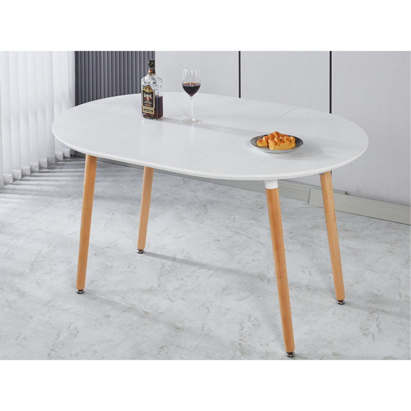Extensible Table,DINING TABLE,OFFICE TABLE,COFFEE TABLE,Wood Leg,100/140/180X100x75cm, Matte White
