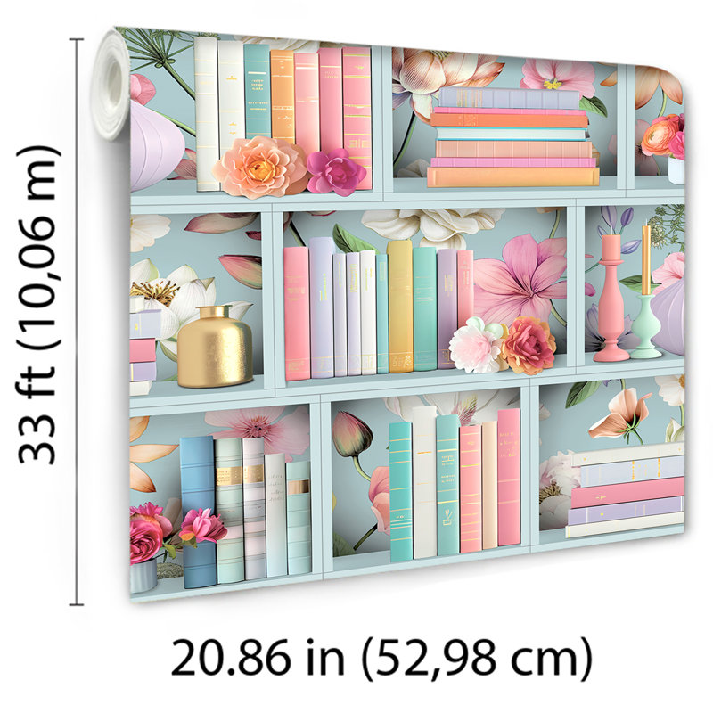 Papier peint bleu avec tablettes Blossom, Bleu