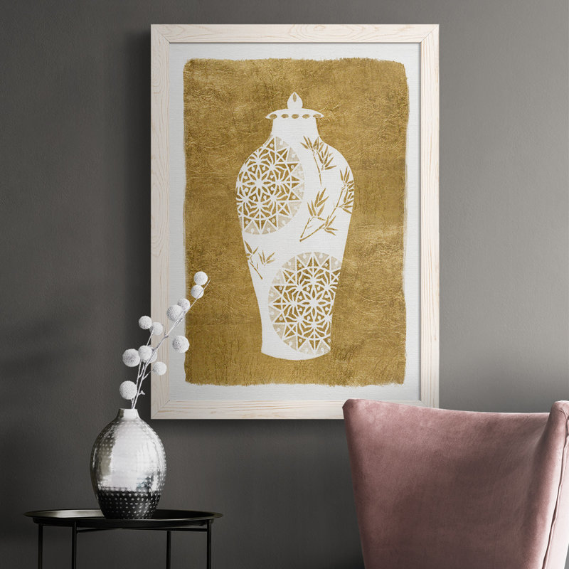 Jaike Golden Urn II, reproduction d'art sur toile, H 43,5 po x l 31,5 po x P 1,25 po, Blanc