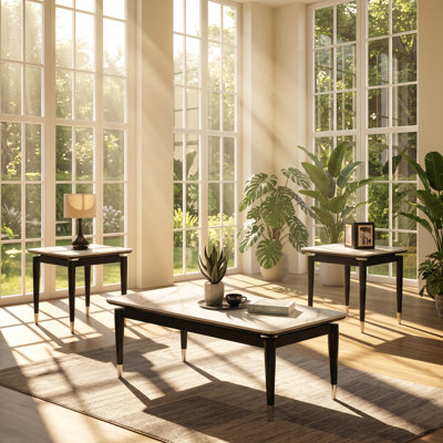 Ensemble de tables basses et de tables de bout en bois d'hévéa l 47,2 po x P 23,6 po x H 18 po Mobilya