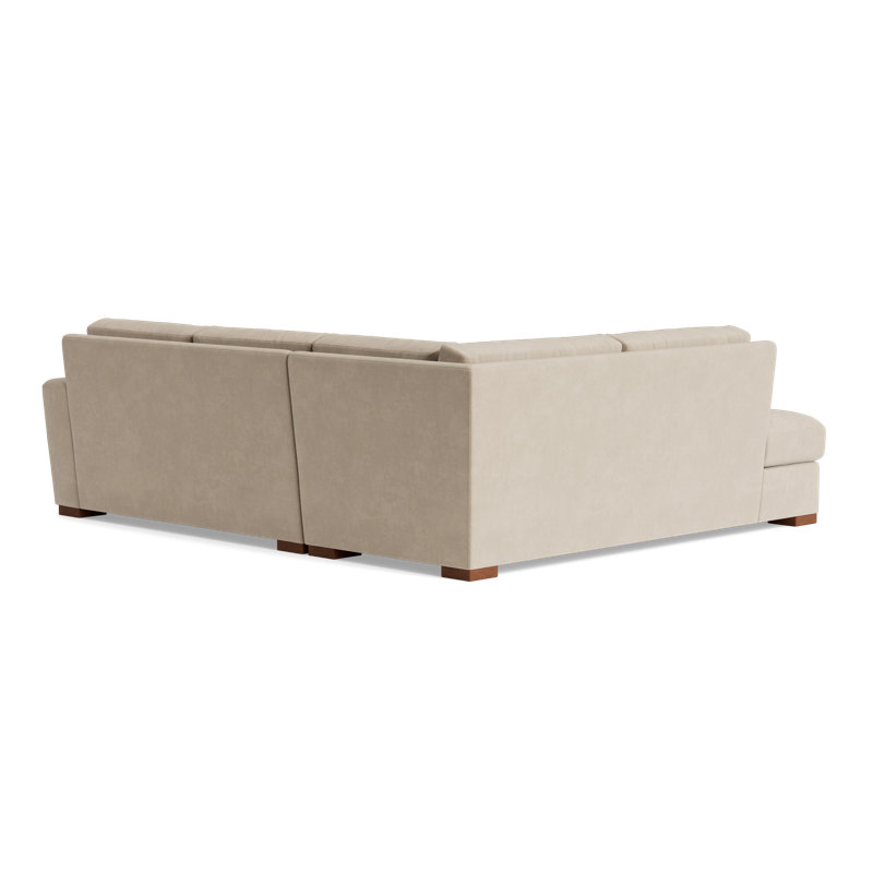Couch Potato Sectional, Velvet - Beige, Left Hand Facing