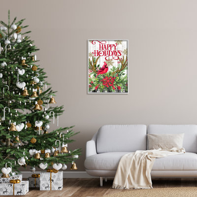 Happy Holidays Cardinal Framed by Elena Vladykina rep. Levison Designs