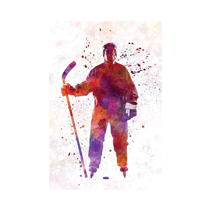 Hockey Skater I by Paul Rommer - Wrapped Canvas Painting, 20.32 cm H x 30.48 cm W