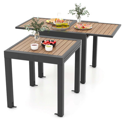 Table de patio extensible 31,5 "à 63" avec support en L inclus pour la fixation à l'extérieur