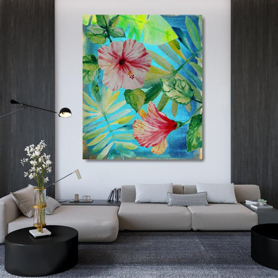 Bayou Breeze Boho Hue Studio Gallery Wrapped Canvas Art Titled: Tropical Hibiscus 2