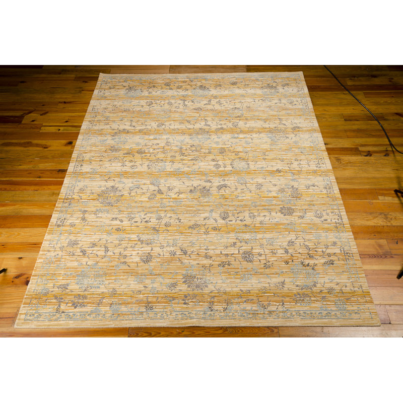 Tapis brun à motif floral Lazerek, Rectangle 7 pi 9 po x 9 pi 9 po