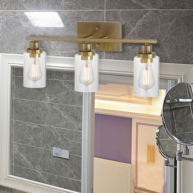 Éclairage de salle de bain mural à intensité variable 3 lumières Shirk, Laiton