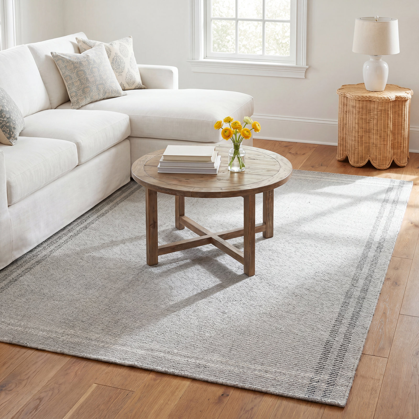 Lavande Hand-Woven Gray Rug, Rectangle 5' x 7'6"
