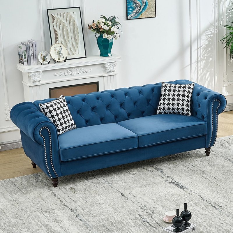 Canapé rembourré de style Mid-Century moderne, Bleu