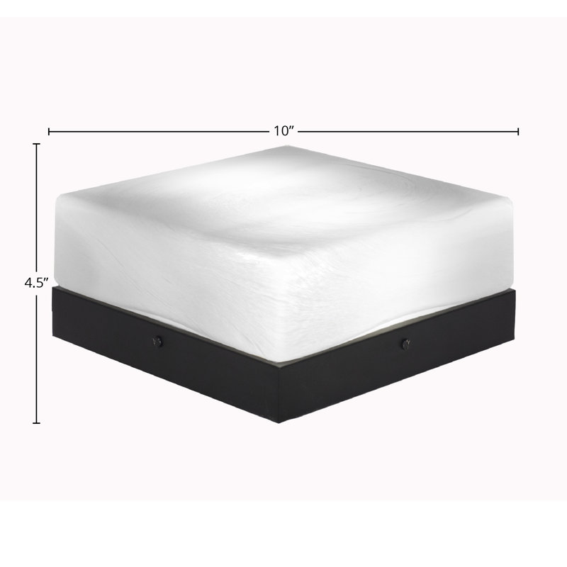 10" Flush Mount, 2-Bulbs, Shown In Matte Black Finish With White Marble Glass