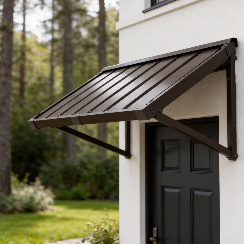Powder-coated Metal Frame Standing Seam Fixed Window Awning All Weather Protection Door Canopy for Entrance, Windows, Porches, Balconies