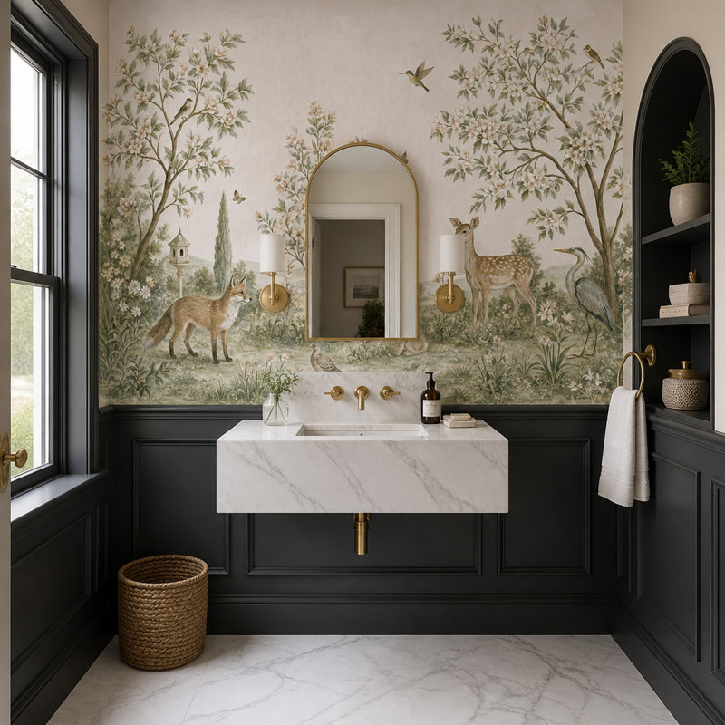 Décoration murale pastorale amovible, 160 po x 108 po, Peler et coller