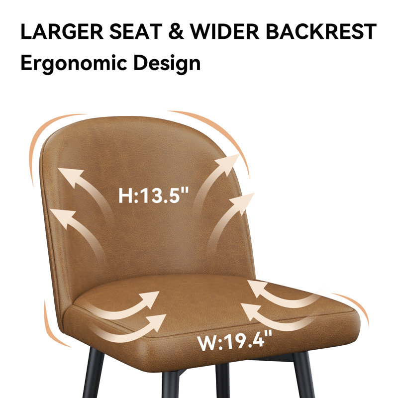 Kanasha 26.9" Swivel Counter Height Bar Stools, Light Brown, 3