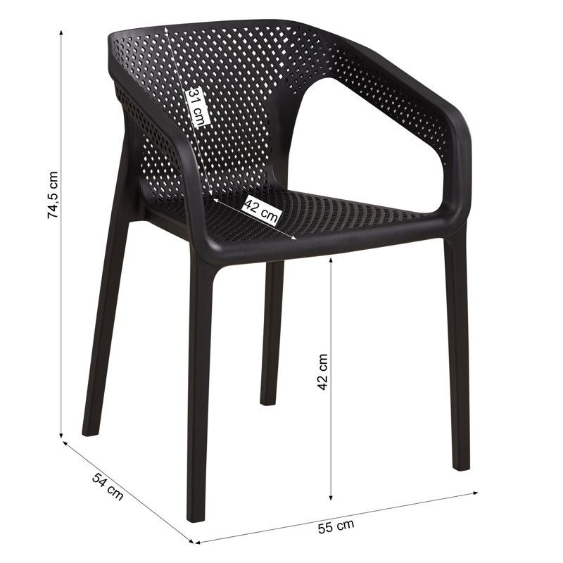 Jan Stacking Patio Dining Armchair, Black