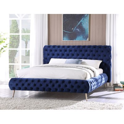 Zabel Tufted Upholstered Low Profile Platform Bed -  Everly Quinn, EED8C75E8FCF41BDAAB8C053916669AF