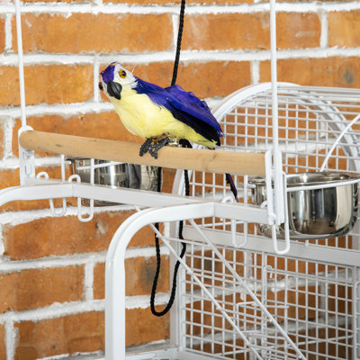 55" Parrot Cage, White Steel, Merging Hooks, Perches, Food Cups, Rolling Stand For Parakeets Cage By , Peeping