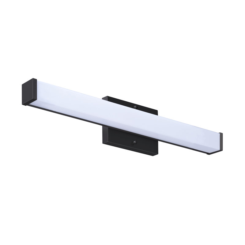 Éclairage linéaire carré pour meuble-lavabo à DEL 18 po, Noir mat, H 2 po x l 18 po x P 2,625 po