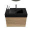 Meuble-lavabo avec lavabo en quartz d'ingénierie en chêne et tiroirs noirs doux, meuble-lavabo mural flottant pour salle de bain moderne, lavabo une pièce noir mat-1061729922