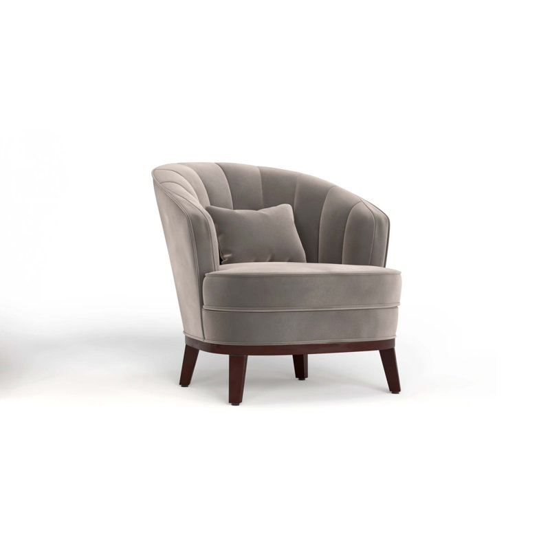 Fauteuil d'appoint en tonneau rembourré, Gris