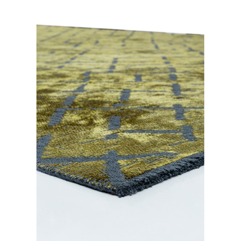 Rapture Abstract Area Rug in Green, Rectangle 6'7" x 8'3"