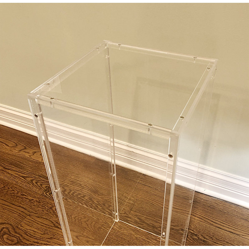 Clear Pedestal Acrylic Box with 5-Sided 11.5" x 11.5" x 30" Dimensions Donation Bin