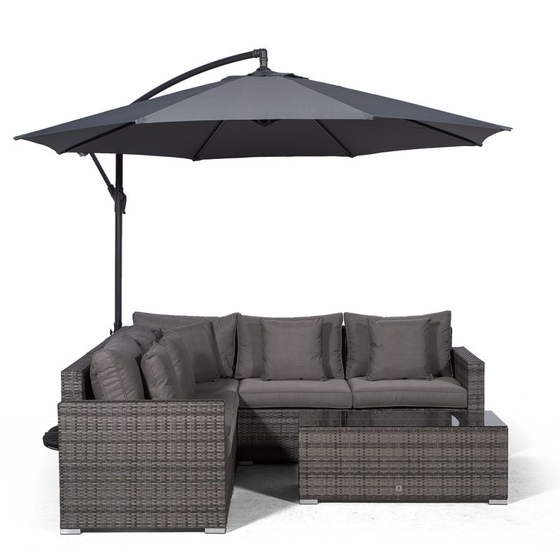 Yancey 5 Seater Rattan Corner Sofa Set, Brown