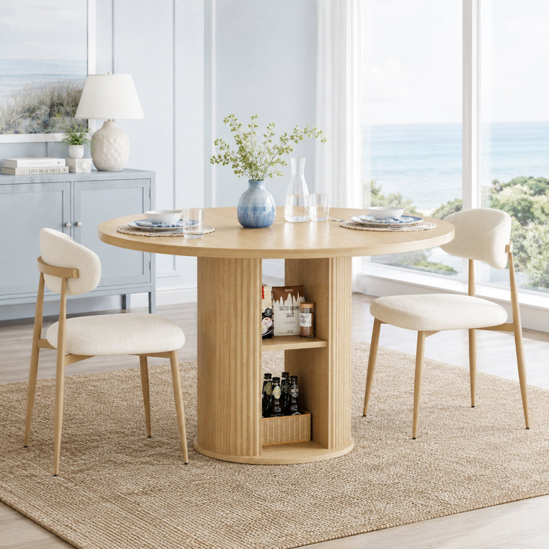 Ensemble de table de salle à manger 3 pièces pour petits espaces, table moderne avec tablette de rangement et 2 chaises, Brun