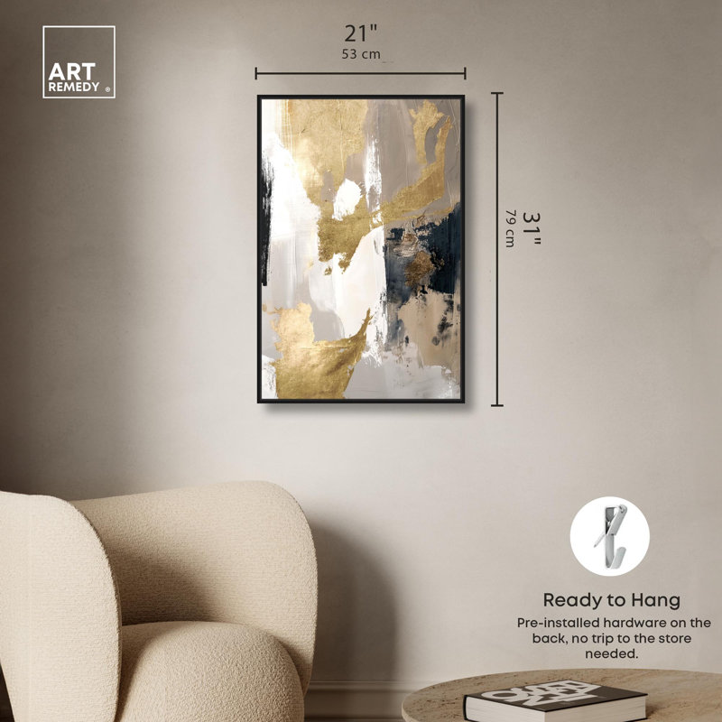 «Sahara Canvas Timeless Abstract» par Art Remedy, H 55 po x l 37 po, Cadre noir